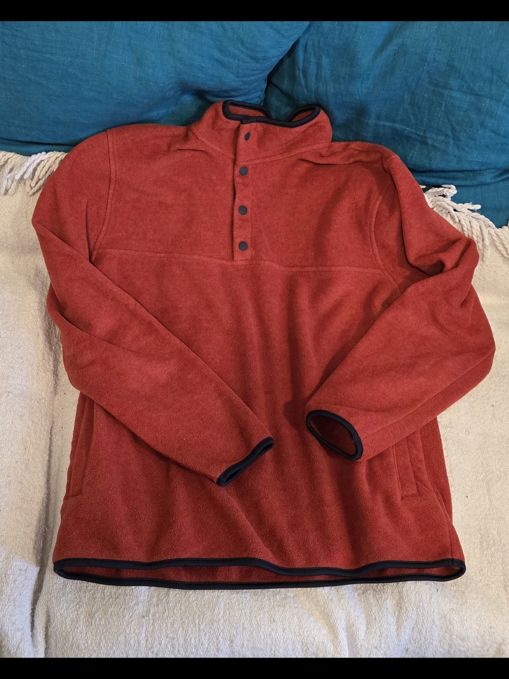 Wind River Fleece Pullover Rust Red Snap Neck Mens Size L